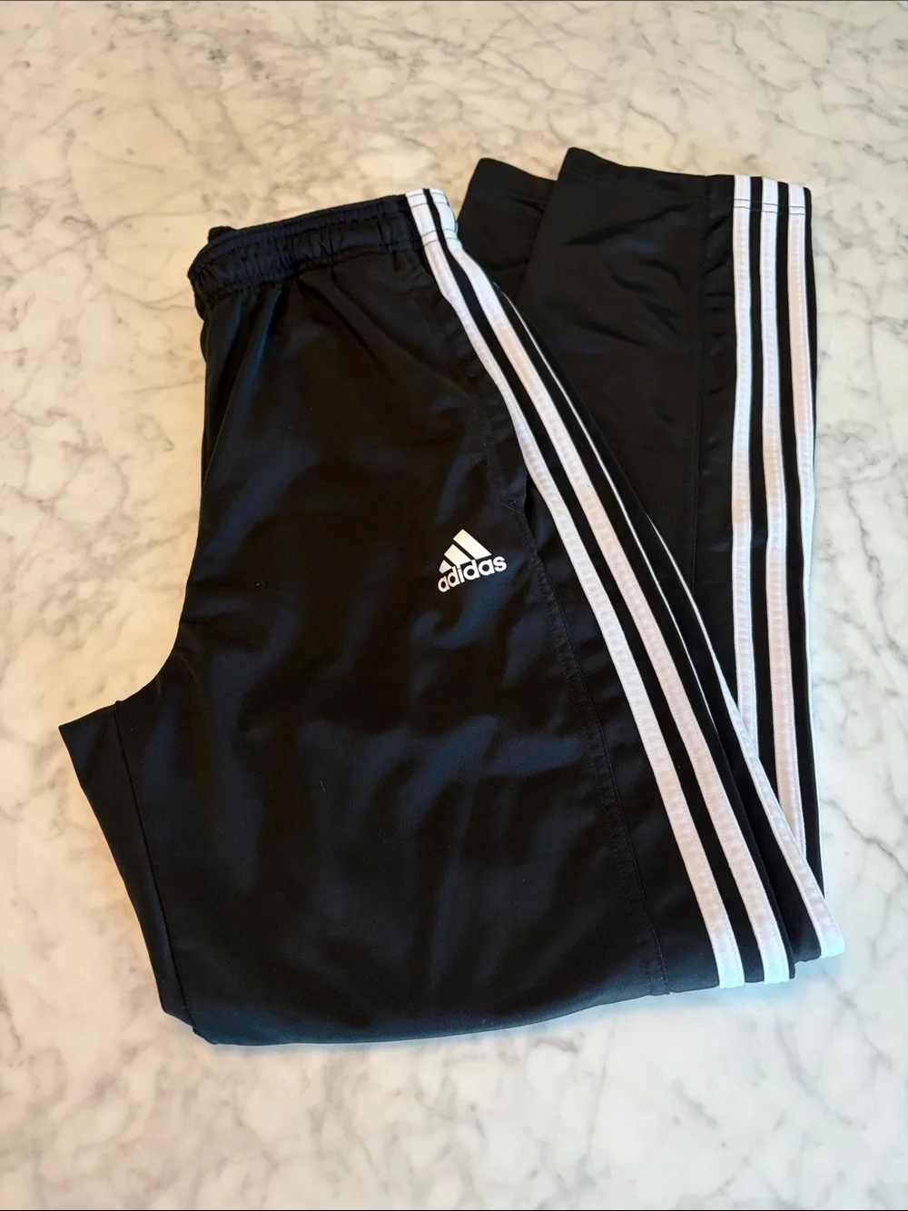 adidas Men’s Black Joggers with White 3-Stripes Size Medium